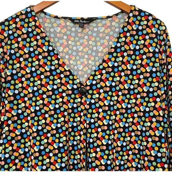 Ulla Popken Matte Jersey 1-Button V-Neck Jacket Cardigan Polka Dot Size US 20/22 - Picture 2 of 11